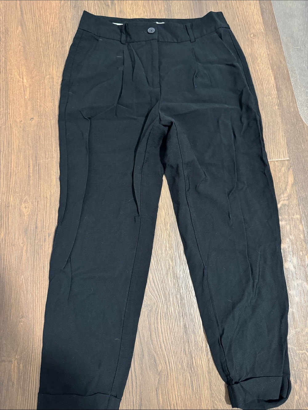LOFT Black Women's Pleated Tapered Pants